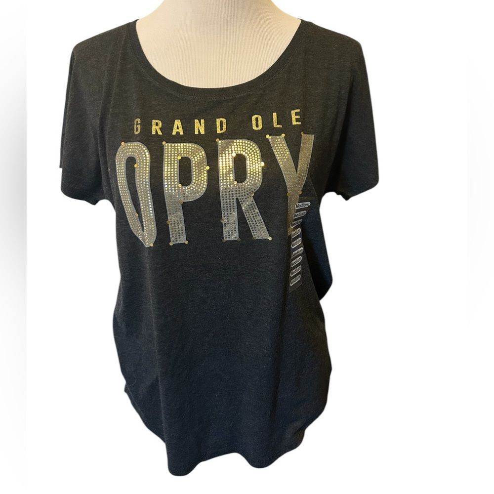 NWT Grand Ole Opry Women's Black Charcoal Gold T-Shirt Medium